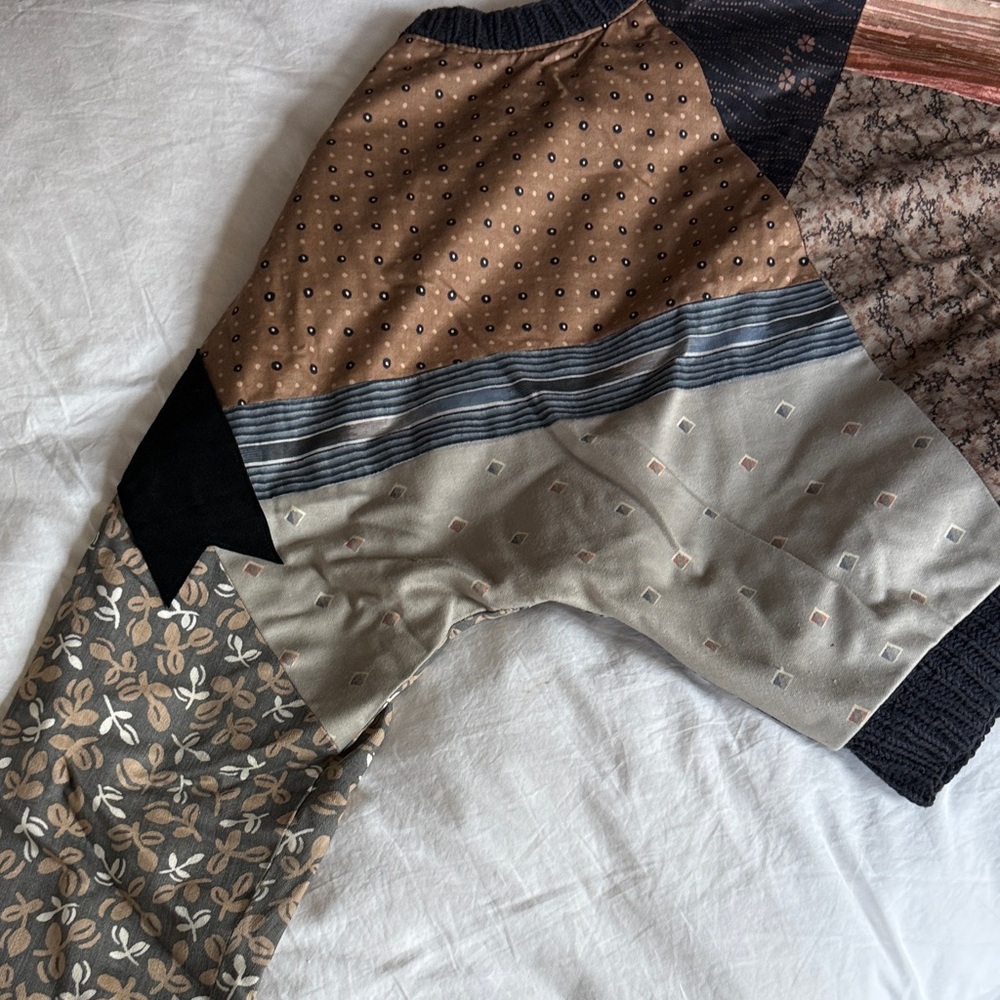 Patchwork Pullover With Mixed Patterns - image 4